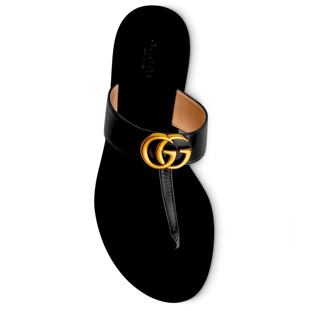 Loved Gucci Marmont Thong Sandals (size 38/8) - black